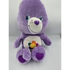 Care Bears Harmony Bear VTG 2004  15" Plush Purple Animal Flower w/ Tag